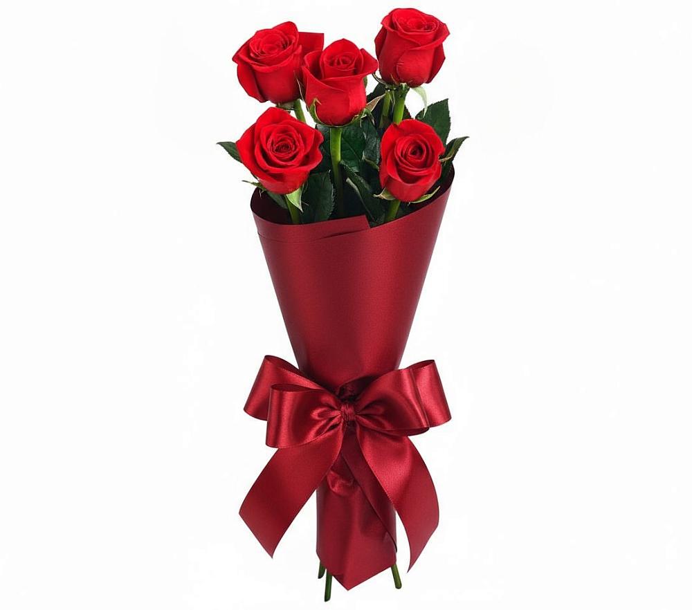 Букет 5 Красных роз Эдлесс Лав в Новый Уоян