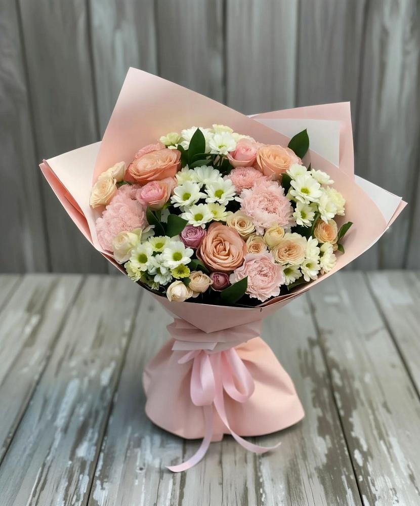 Букет цветов из: Гвоздики, Розы и Хризантемы в Новый Уоян