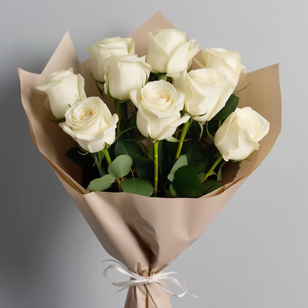 Букет 9 Белых роз Эдлесс Лав в Новый Уоян