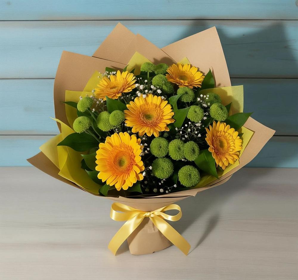 Букет цветов из: Герберы и Хризантемы в Новый Уоян
