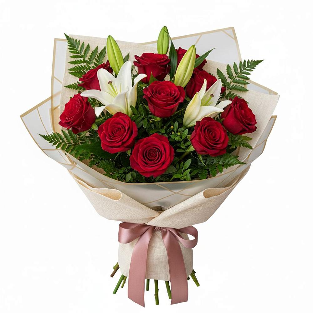 Букет цветов из: Лилии и Розы в Новый Уоян