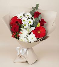 Букет цветов из:  Розы, Хризантемы, Герберы и Лилии в Новый Уоян