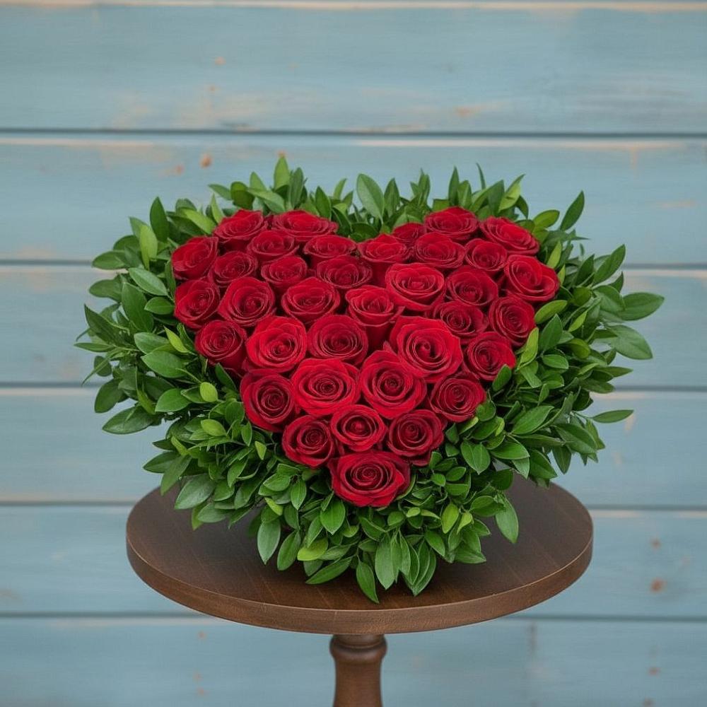 Цветочная композиция из Розы в виде сердца в Новый Уоян