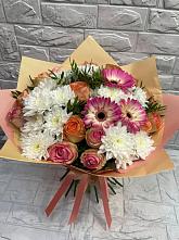 Букет цветов из:  Розы, Герберы и Хризантемы #REPLACE_PRED# Новый Уоян