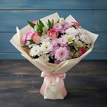 Букет цветов из:  Хризантемы, Альстромерии и Розы в Новый Уоян