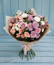 Букет цветов из:  Хризантемы, Розы и Альстромерии #REPLACE_PRED# Новый Уоян