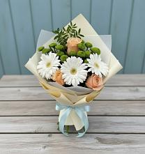 Букет цветов из:  Герберы, Розы и Хризантемы #REPLACE_PRED# Новый Уоян