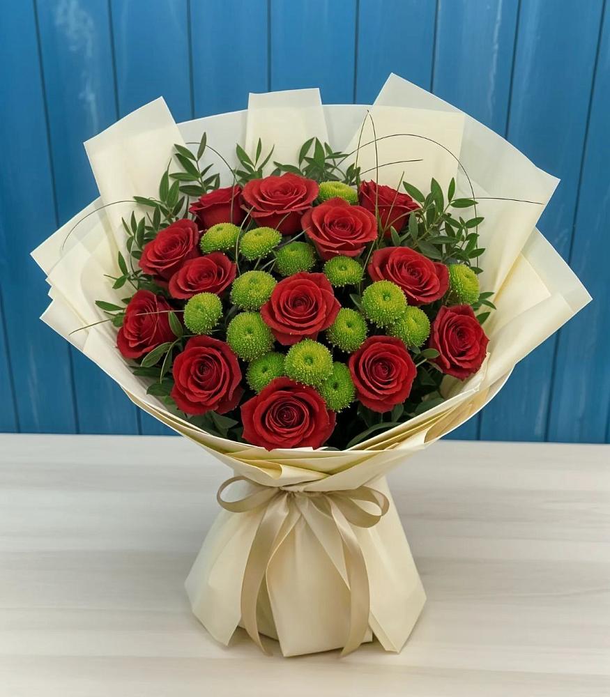 Букет цветов из: Розы и Хризантемы в Новый Уоян